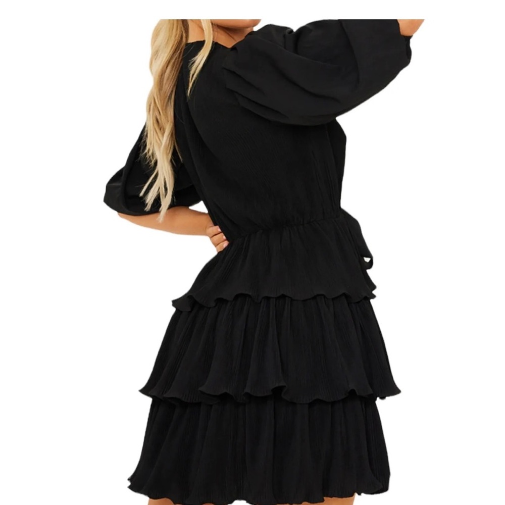 Puff sleeve pleated skater dress - Picture 3 of 5